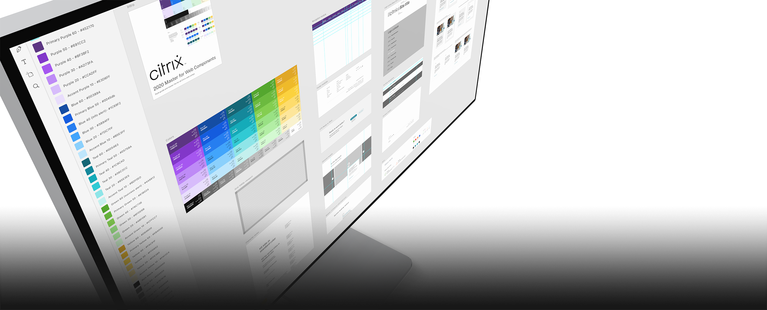 Citrix design system master file in a monitor from a close-up view