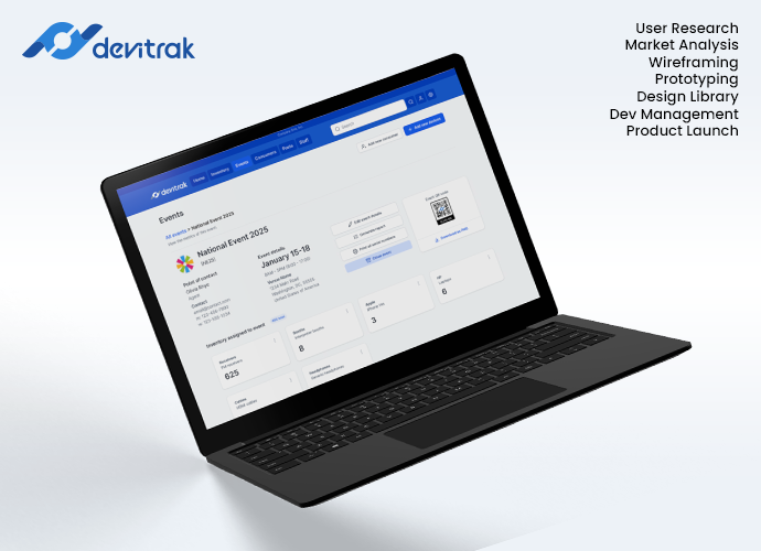 Devitrak app in the screen of a Microsoft Surface Pro laptop
